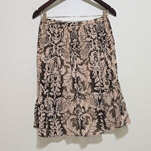 LOFT Cream Ruffled Bubble Skirt Knee-Length 00P